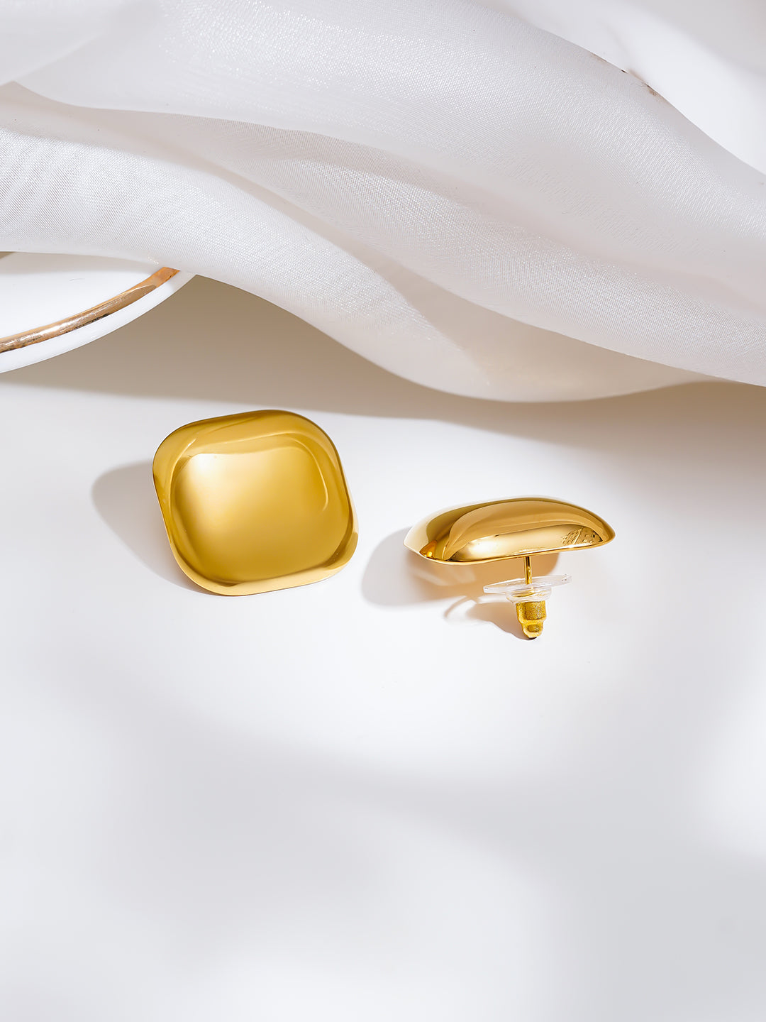 Demi Fine 18K Gold Plated Stainless steel Pillow Dome Stud Earrings