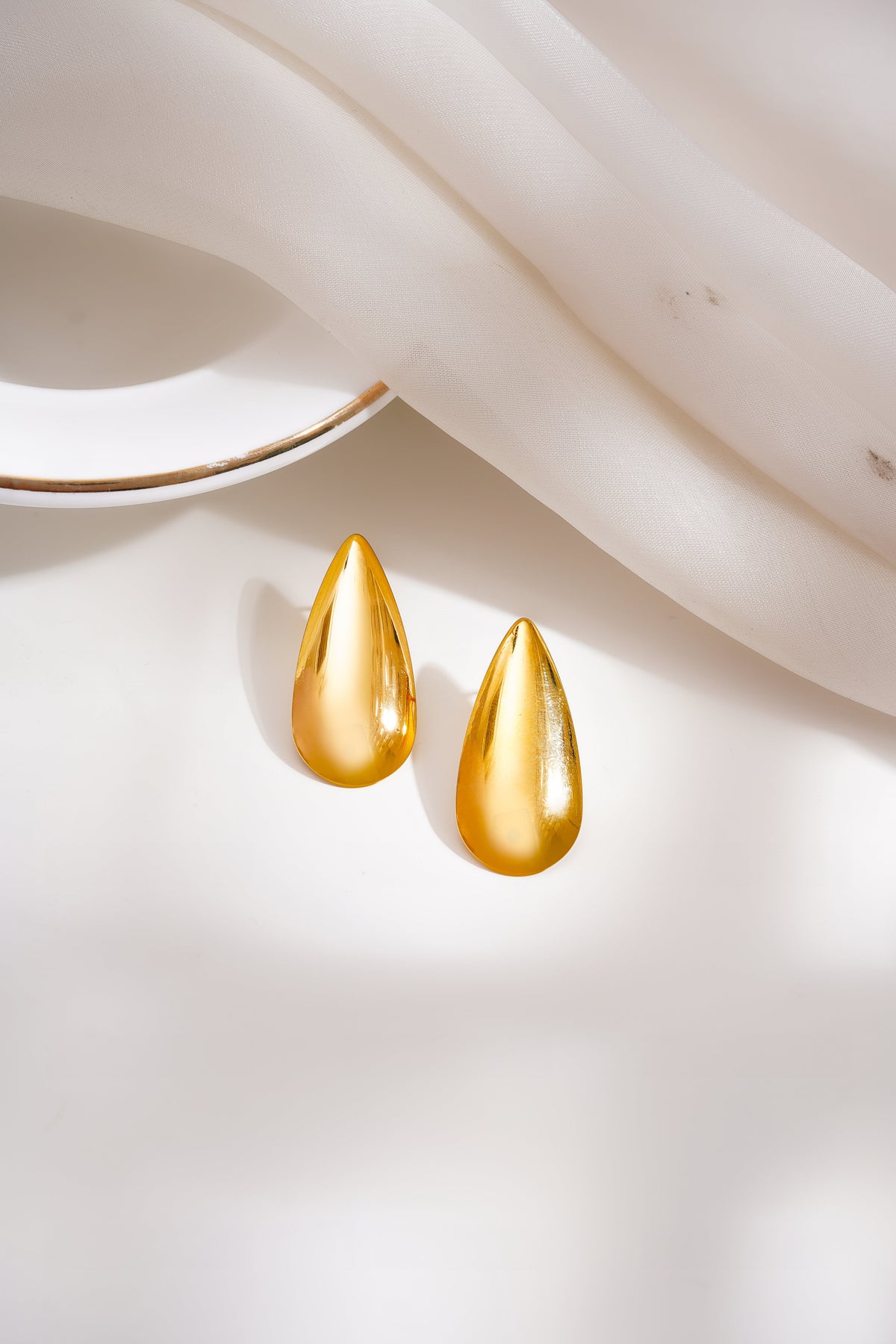 Demi Fine 18K Gold Plated Stainless steel Golden Teardrop Statement Studs