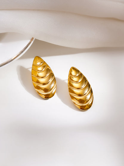 Demi Fine 18K Gold Plated Stainless steel Golden Shell Statement Stud Earrings