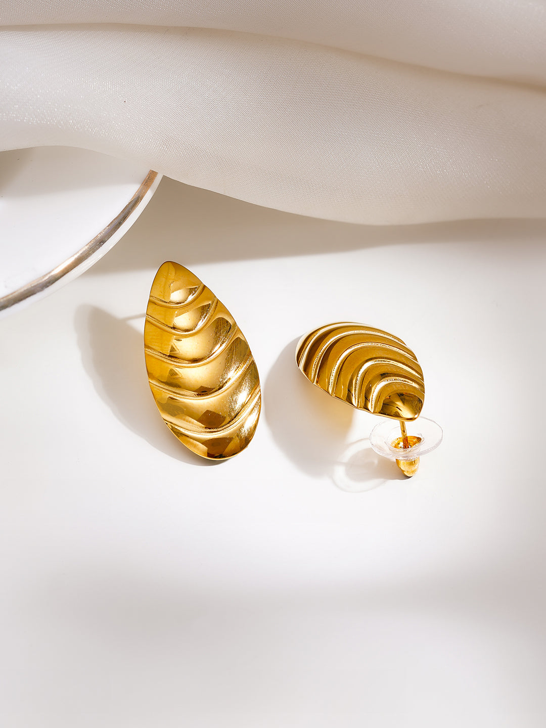 Demi Fine 18K Gold Plated Stainless steel Golden Shell Statement Stud Earrings