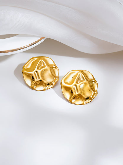 Demi Fine 18K Gold Plated Stainless steel Hammered Crushed Statement Studs Earrings