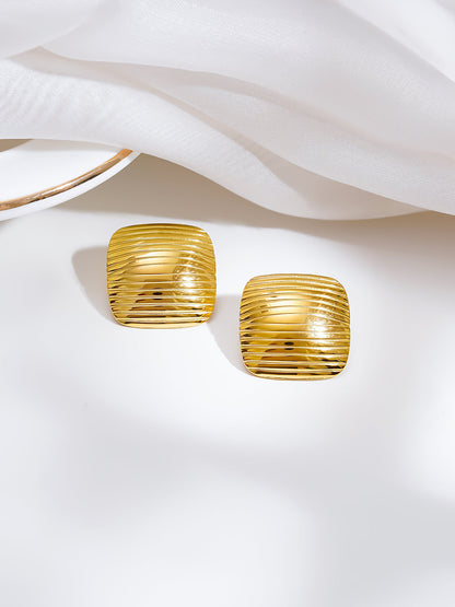 Demi Fine 18K Gold Plated Stainless steel Ribbed Dome Stud Earrings