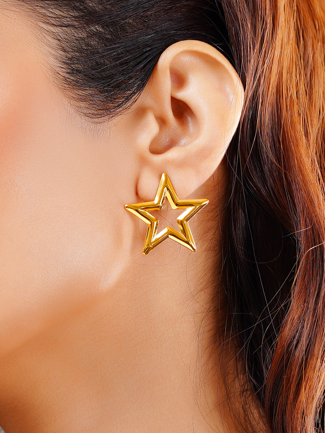 Demi Fine 18K Gold Plated Stainless steel Shooting Star Statement Studs Earrings
