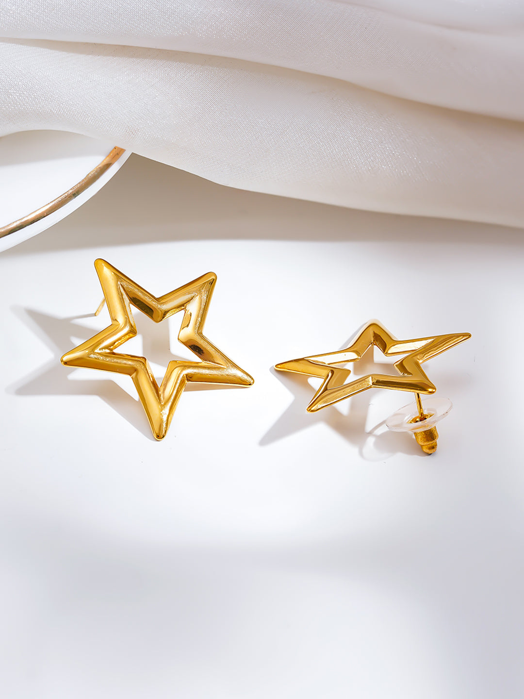 Demi Fine 18K Gold Plated Stainless steel Shooting Star Statement Studs Earrings