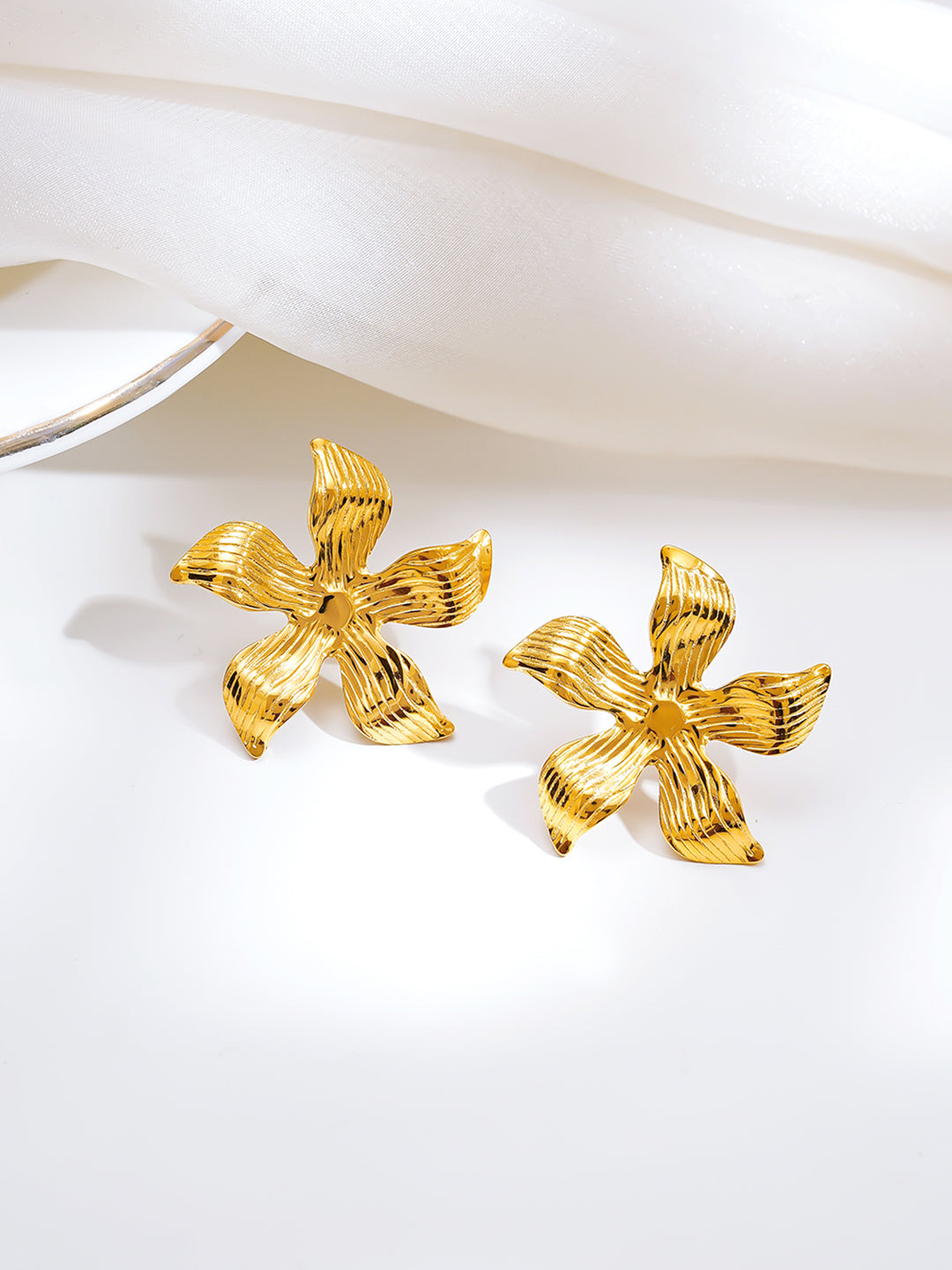 Demi Fine 18K Gold Plated Stainless steel Golden Petal Muse Earrings