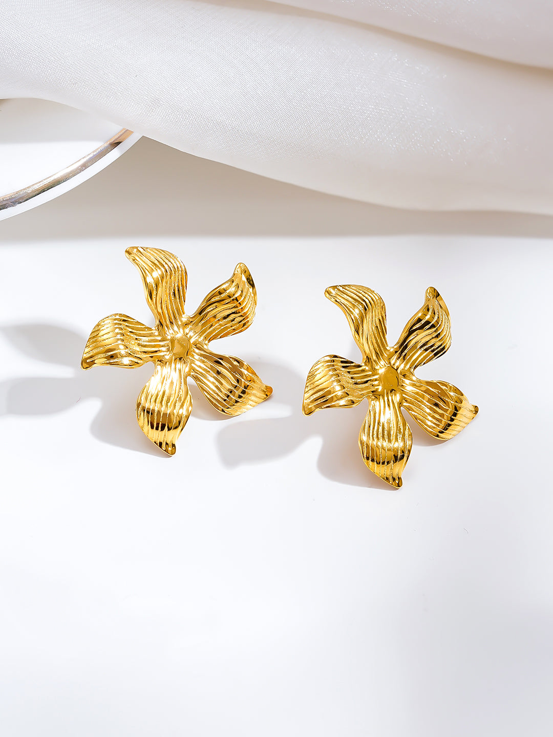 Demi Fine 18K Gold Plated Stainless steel Golden Petal Muse Earrings