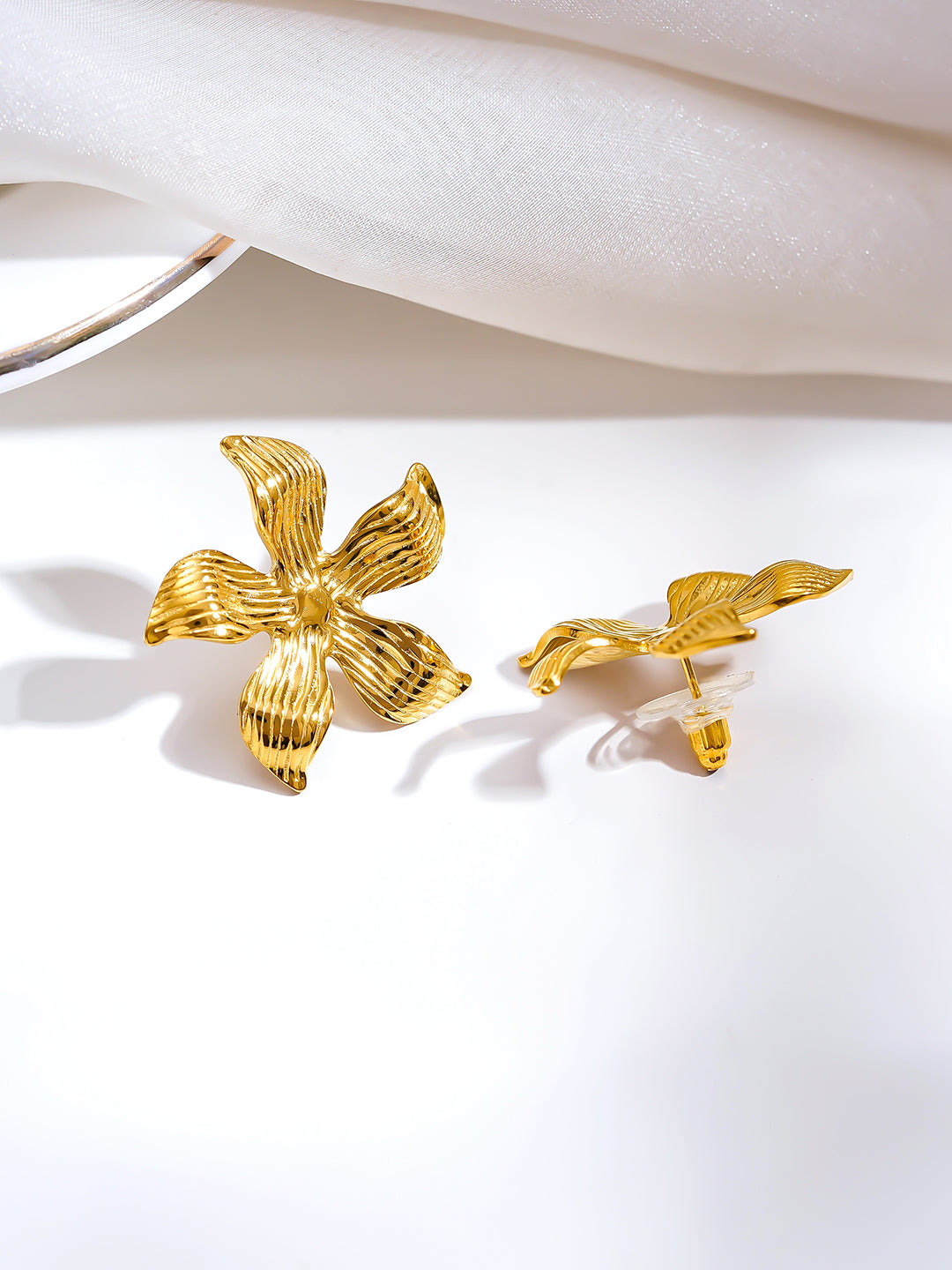 Demi Fine 18K Gold Plated Stainless steel Golden Petal Muse Earrings