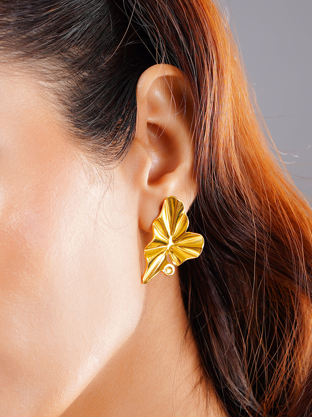 Demi Fine 18K Gold Plated Stainless steel Golden Petal Statement Earrings
