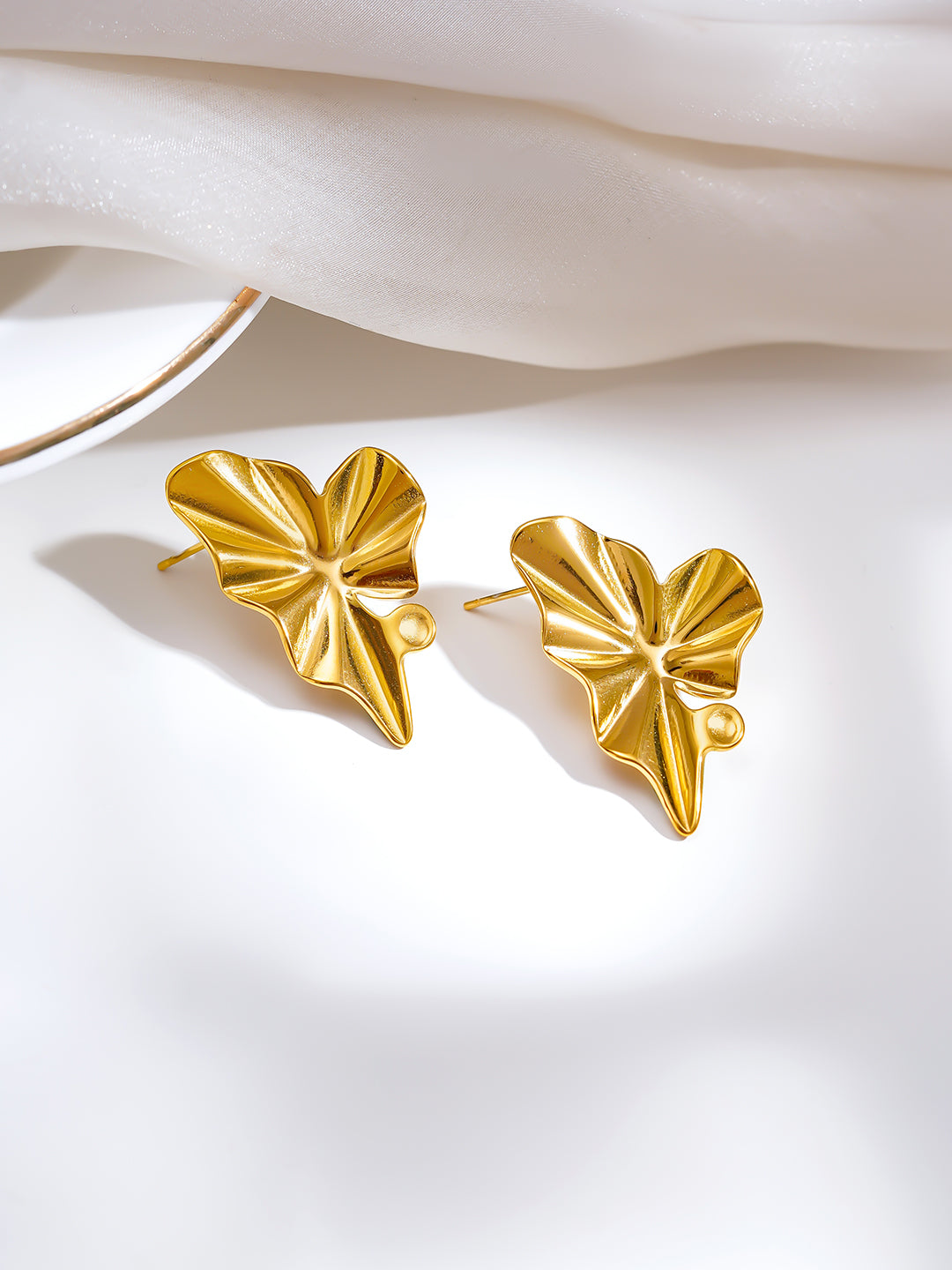 Demi Fine 18K Gold Plated Stainless steel Golden Petal Statement Earrings
