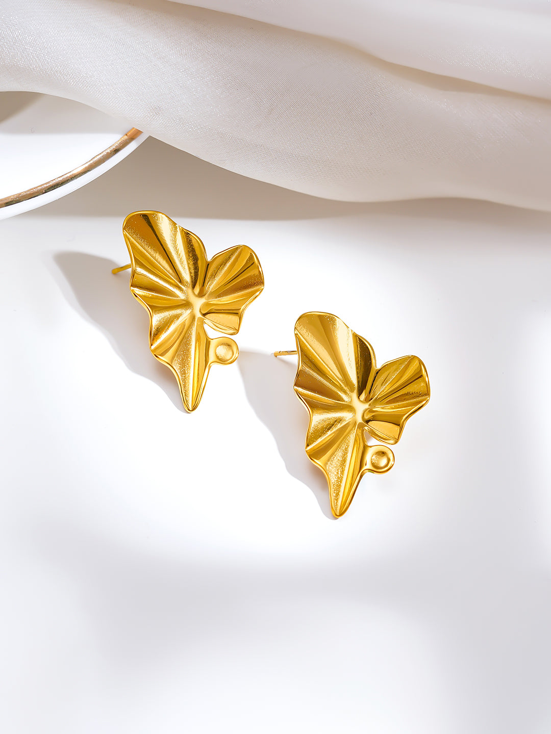 Demi Fine 18K Gold Plated Stainless steel Golden Petal Statement Earrings