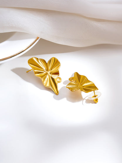 Demi Fine 18K Gold Plated Stainless steel Golden Petal Statement Earrings