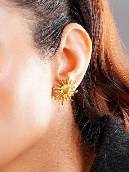 Demi Fine 18K Gold Plated Stainless steel Sun Stud Earrings