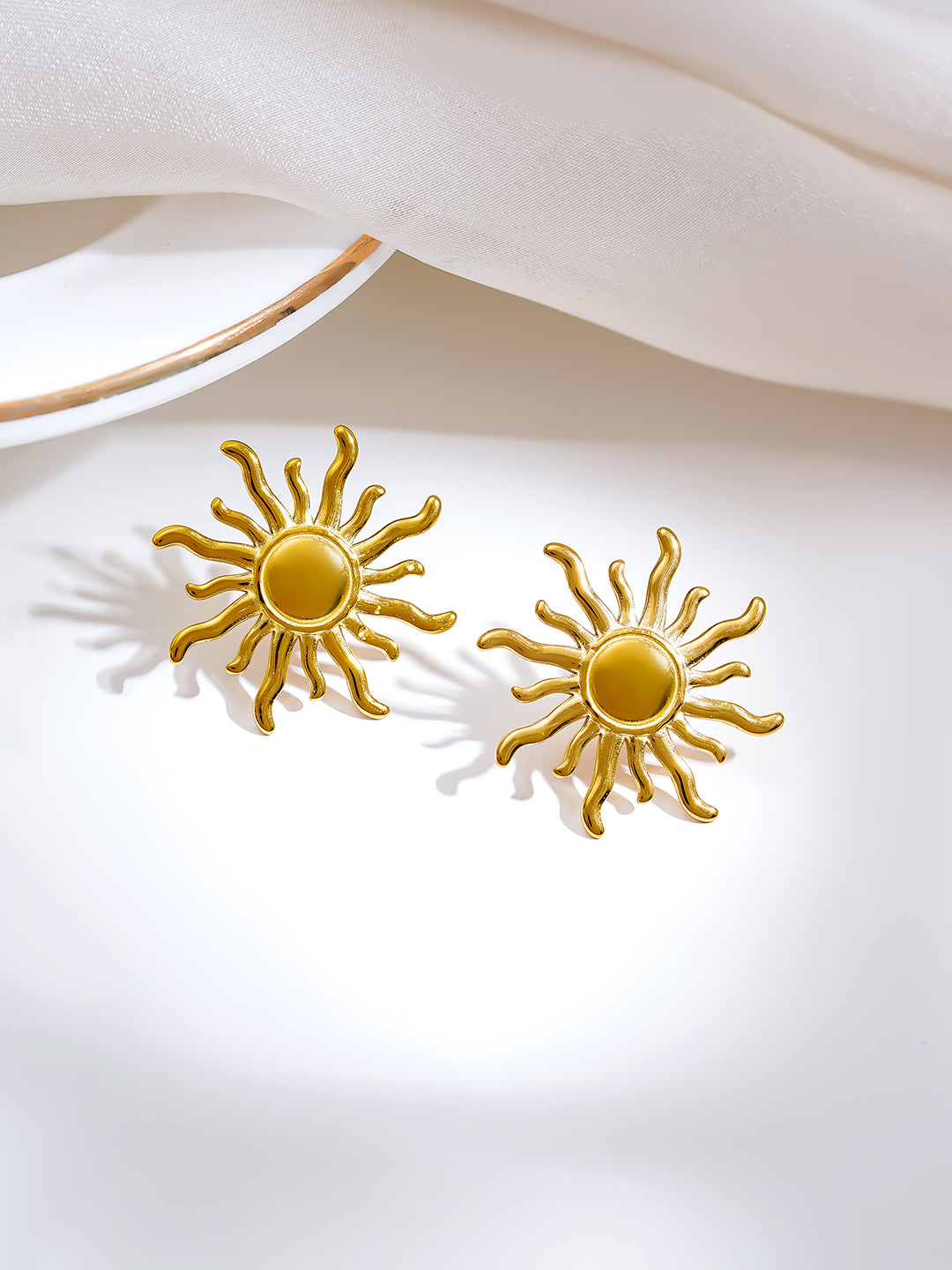 Demi Fine 18K Gold Plated Stainless steel Sun Stud Earrings