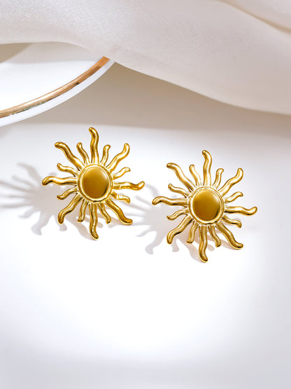 Demi Fine 18K Gold Plated Stainless steel Sun Stud Earrings