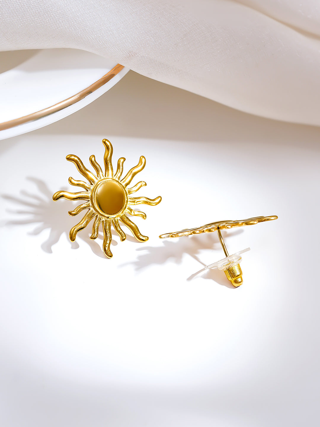 Demi Fine 18K Gold Plated Stainless steel Sun Stud Earrings