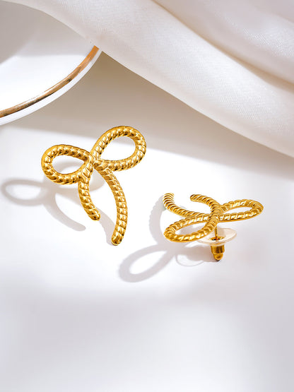 Demi Fine 18K Gold Plated Stainless steel Sweet Ribbon Statement Earrings