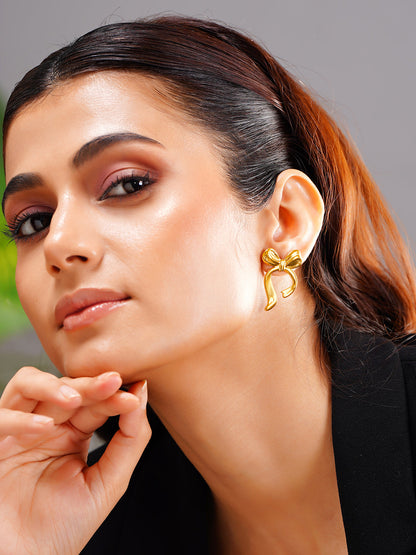 Demi Fine 18K Gold Plated Stainless steel Sweetheart Bow Drop Earrings