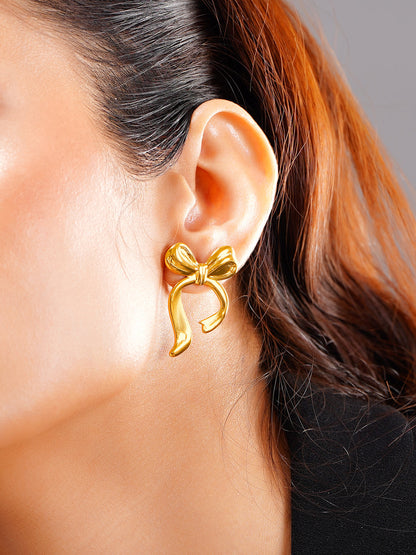 Demi Fine 18K Gold Plated Stainless steel Sweetheart Bow Drop Earrings