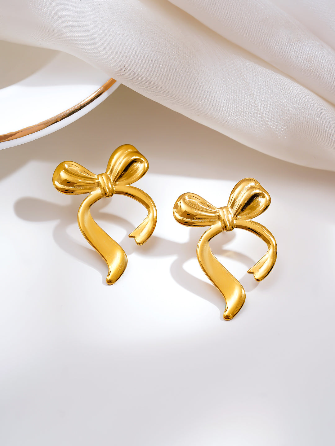 Demi Fine 18K Gold Plated Stainless steel Sweetheart Bow Drop Earrings