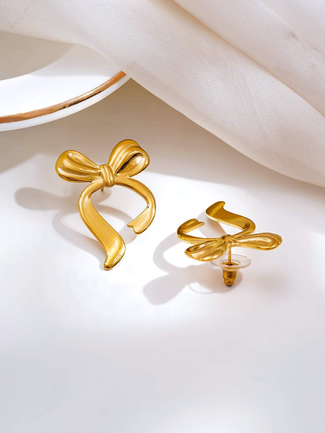 Demi Fine 18K Gold Plated Stainless steel Sweetheart Bow Drop Earrings