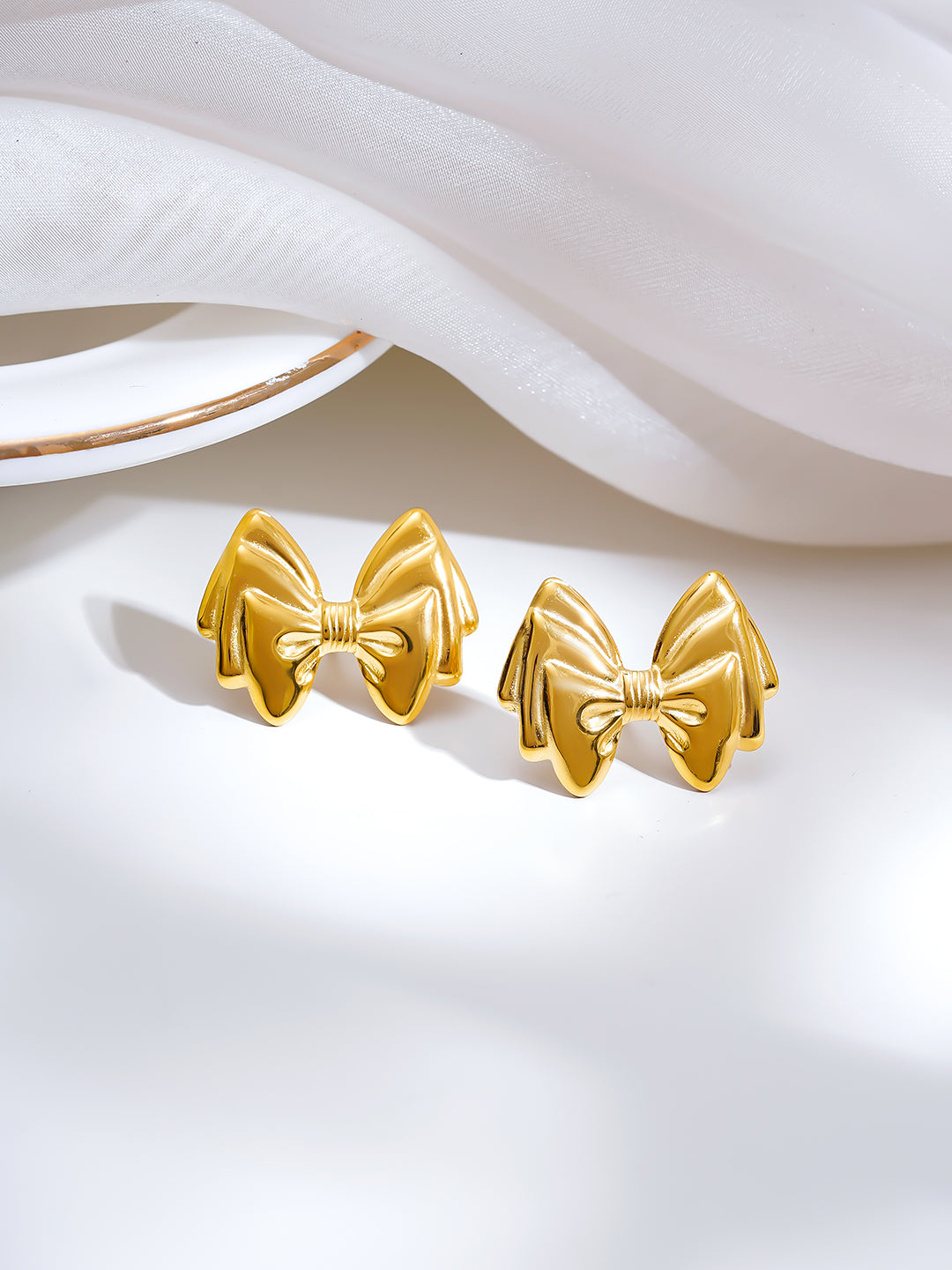 Demi Fine 18K Gold Plated Stainless steel Sweet Bow Stud Earrings