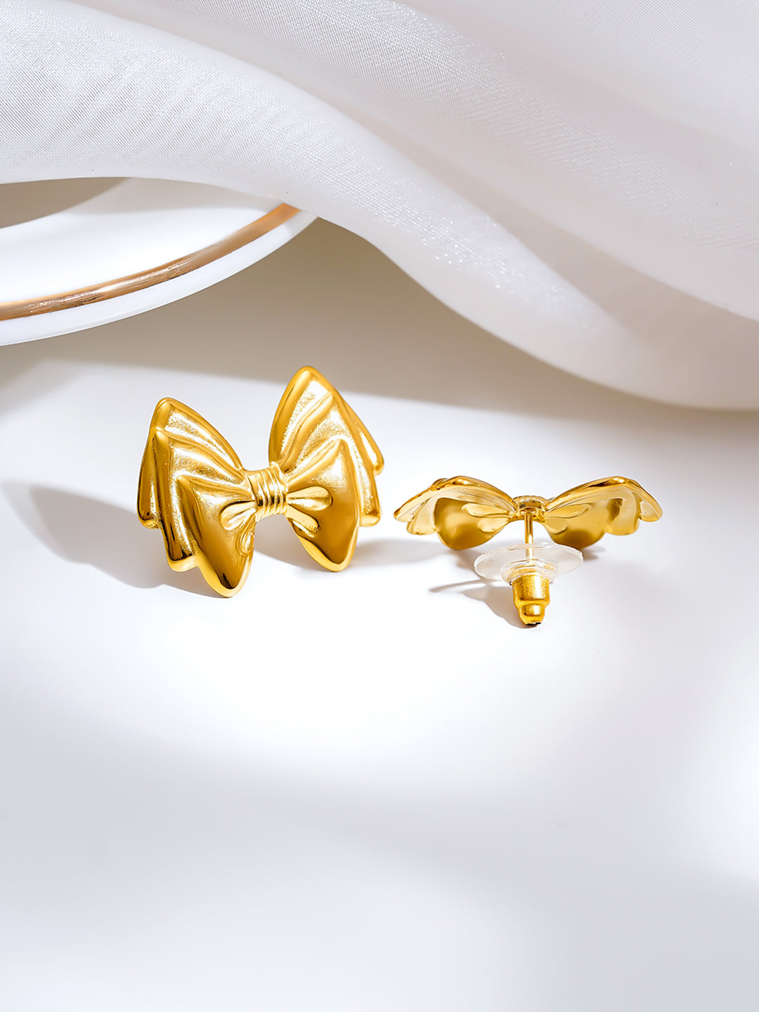 Demi Fine 18K Gold Plated Stainless steel Sweet Bow Stud Earrings