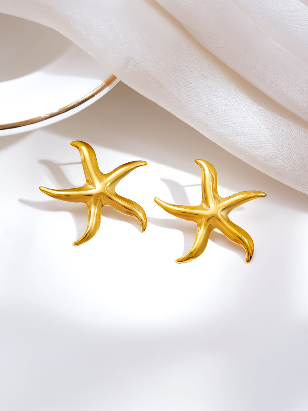 Demi Fine 18K Gold Plated Stainless steel Starfish Glow Statement Earrings