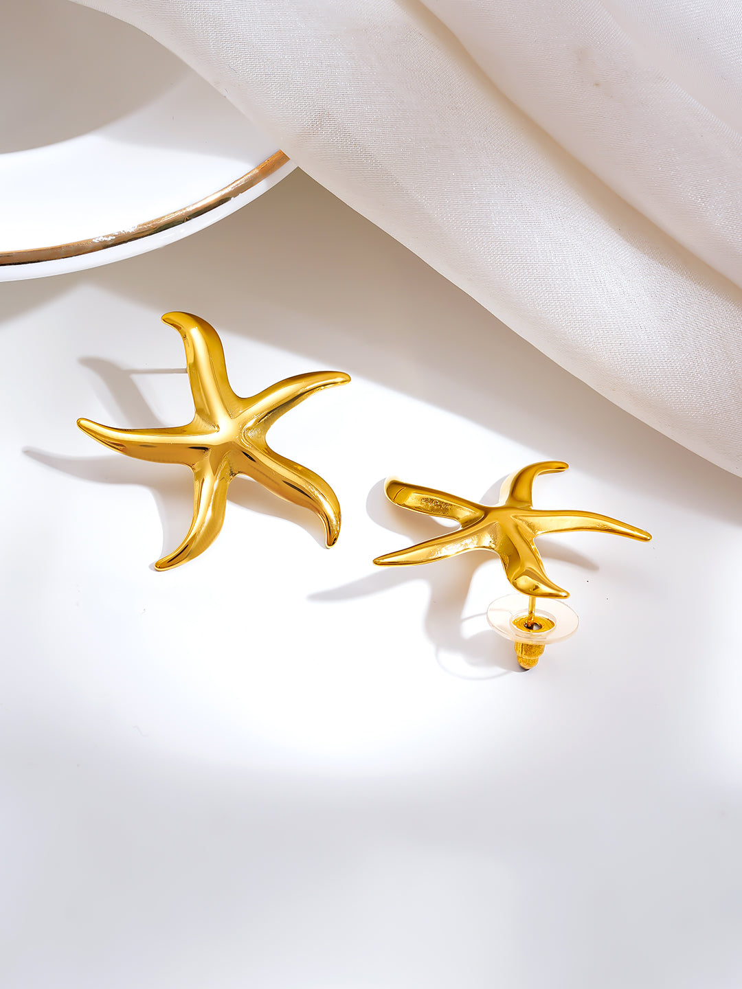 Demi Fine 18K Gold Plated Stainless steel Starfish Glow Statement Earrings
