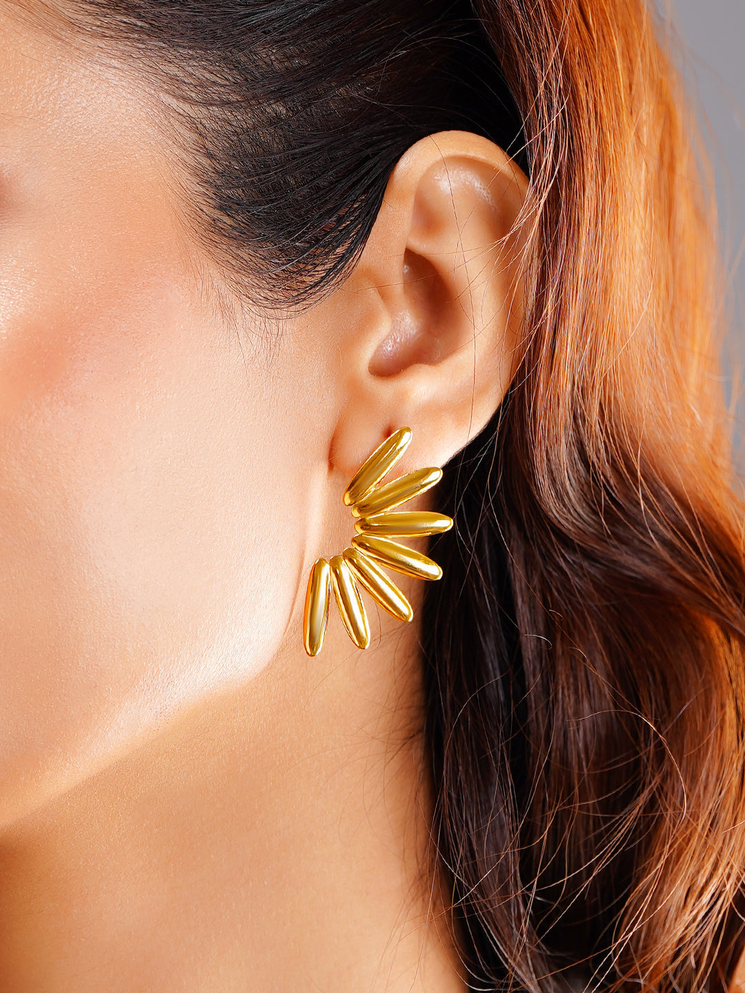 Demi Fine 18K Gold Plated Stainless steel Golden Sunburst Statement Earrings