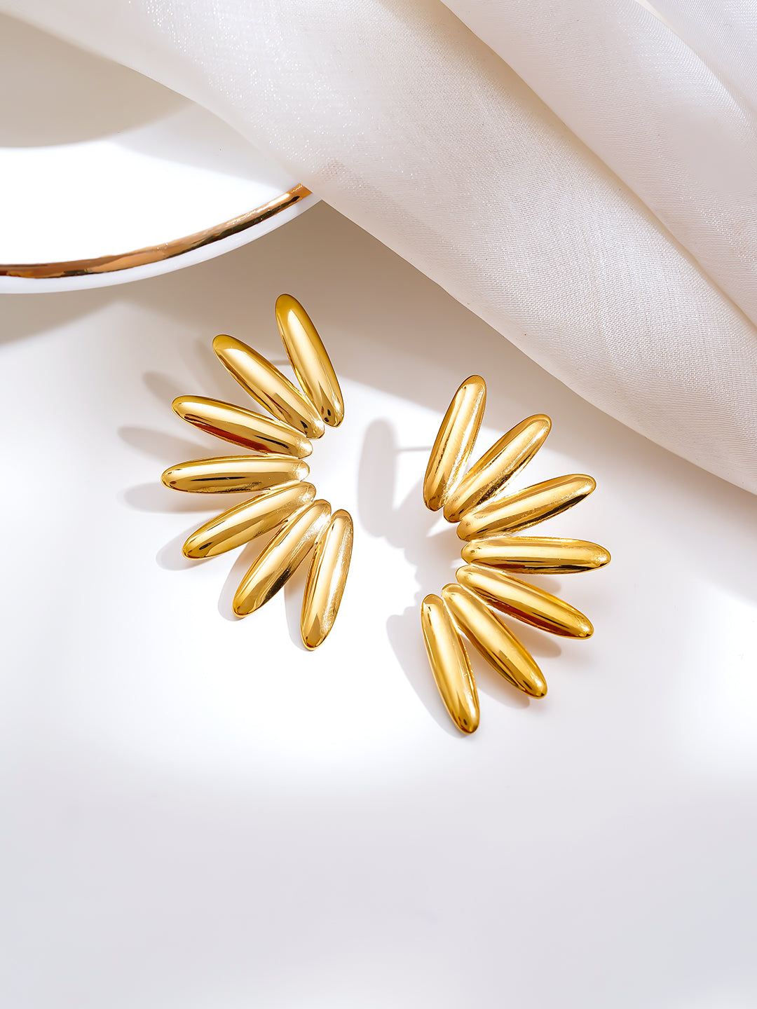 Demi Fine 18K Gold Plated Stainless steel Golden Sunburst Statement Earrings