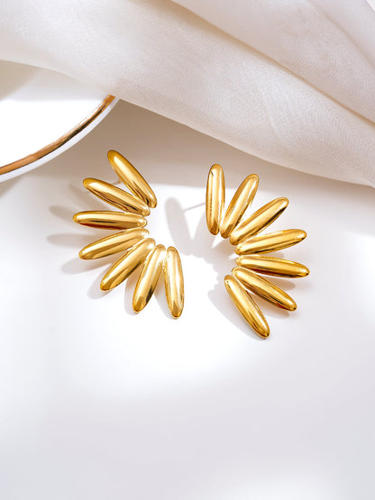 Demi Fine 18K Gold Plated Stainless steel Golden Sunburst Statement Earrings