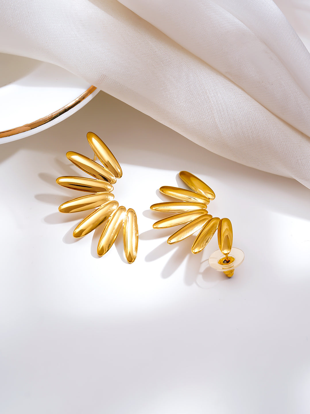 Demi Fine 18K Gold Plated Stainless steel Golden Sunburst Statement Earrings