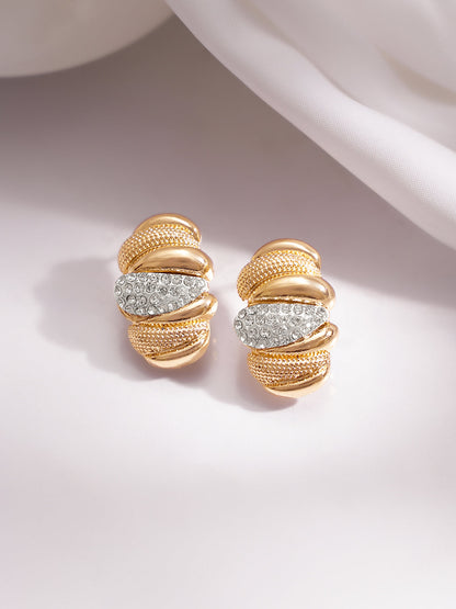 Gold Plated Ribbed Dome minimial Stud Earrings
