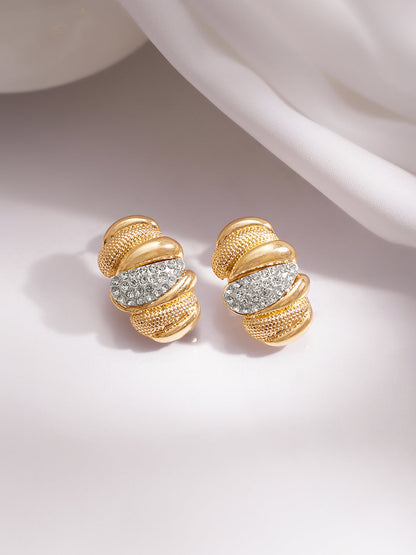 Gold Plated Ribbed Dome minimial Stud Earrings