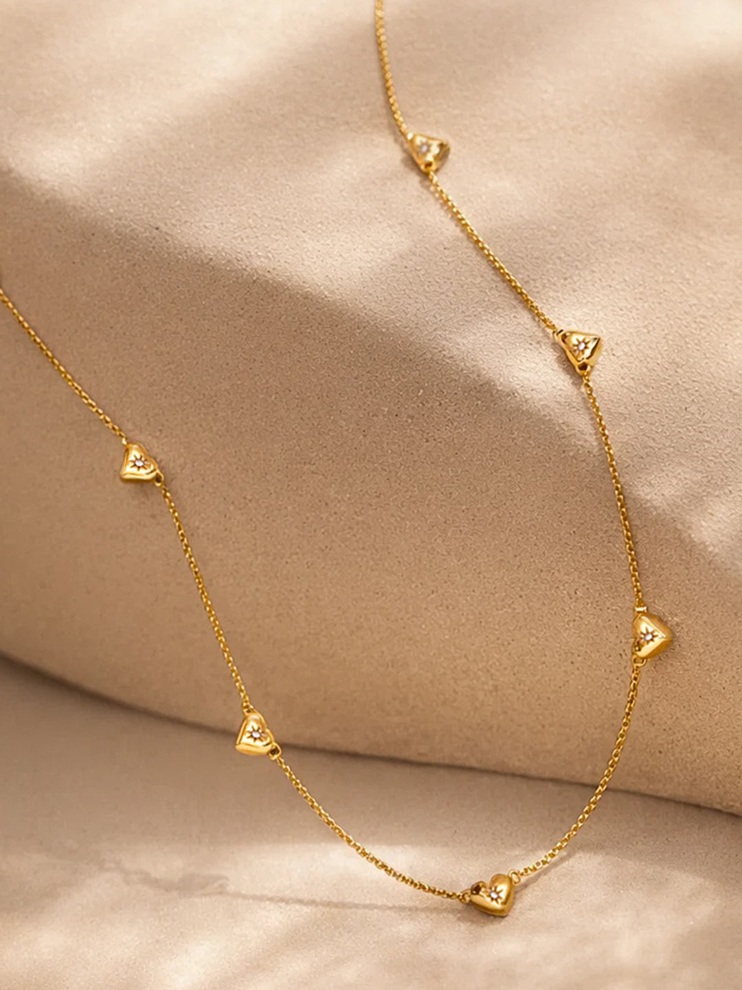 Demi Fine 18K Gold Plated Stainless steel Mini Heart Charm Crystal Necklace