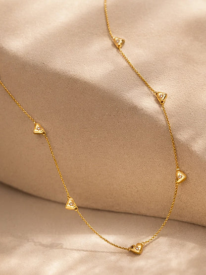 Demi Fine 18K Gold Plated Stainless steel Mini Heart Charm Crystal Necklace