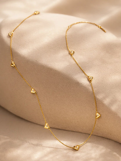 Demi Fine 18K Gold Plated Stainless steel Mini Heart Charm Crystal Necklace