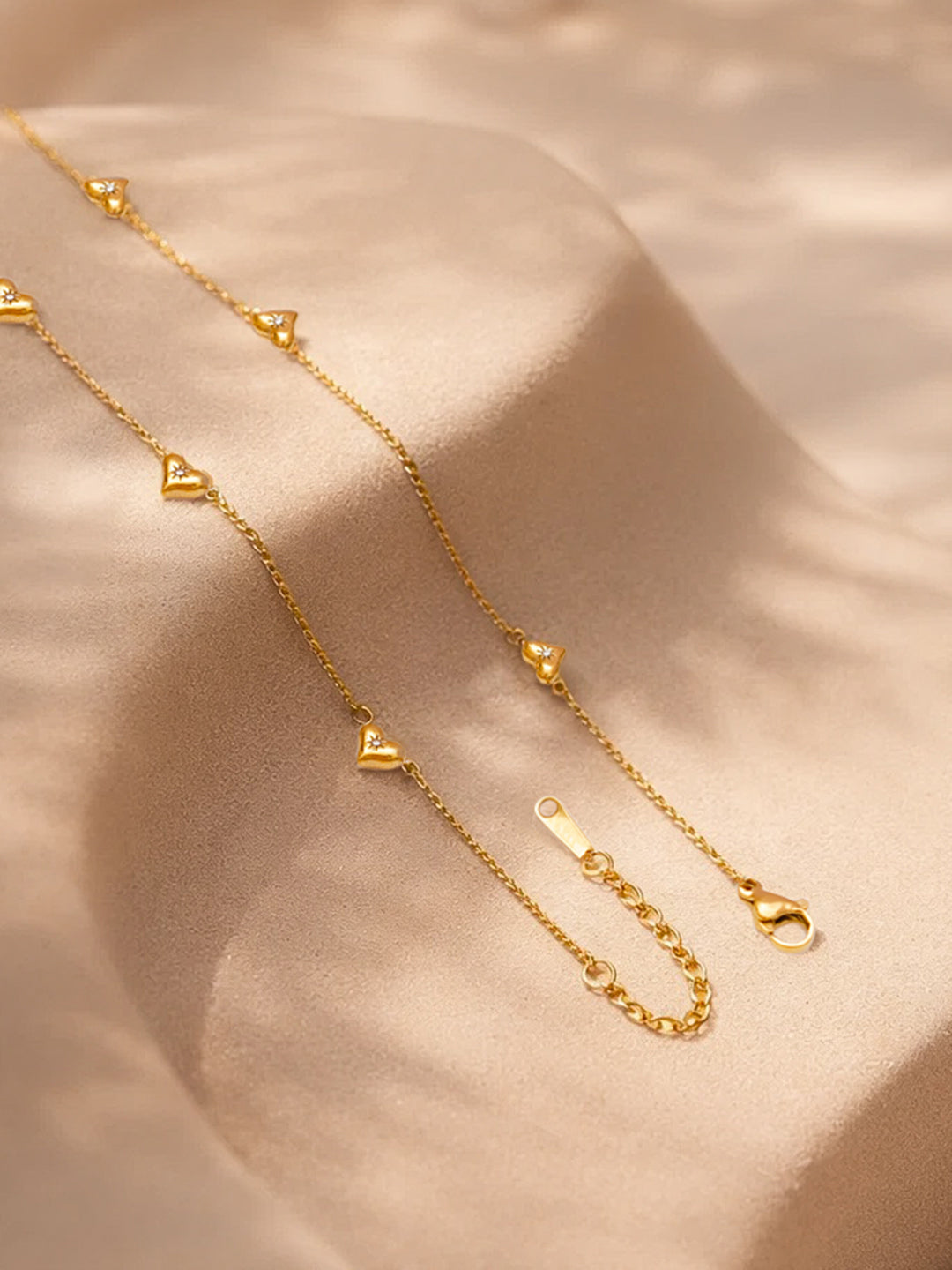Demi Fine 18K Gold Plated Stainless steel Mini Heart Charm Crystal Necklace
