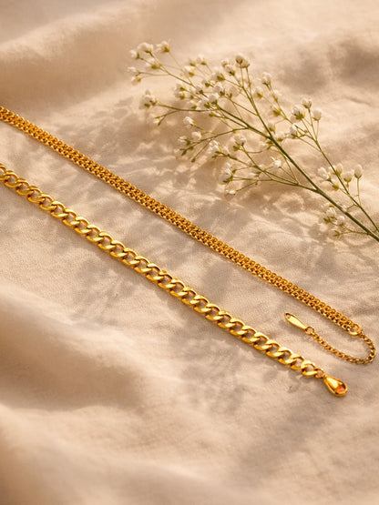 Demi Fine 18K Gold Plated Stainless steel Chunky Curb Chain Emerald Necklace
