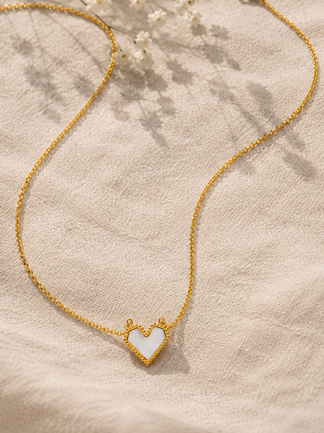 Demi Fine 18K Gold Plated Stainless steel Enamel Heart Pendant Chain Necklace