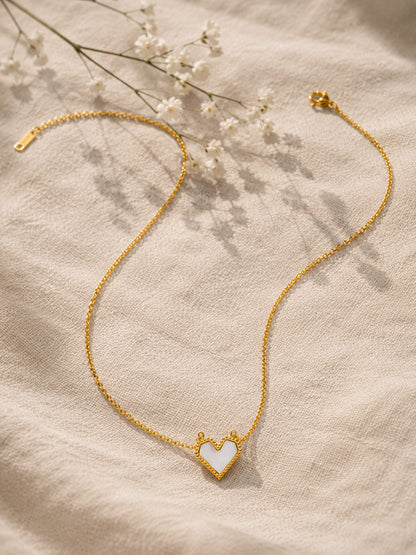 Demi Fine 18K Gold Plated Stainless steel Enamel Heart Pendant Chain Necklace
