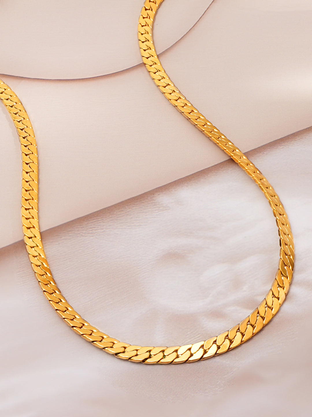 Demi Fine 18K Gold Plated Stainless steel Wide Curb Chain Necklace