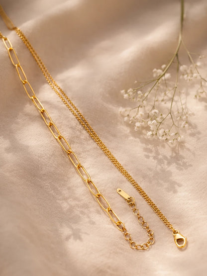 Demi Fine 18K Gold Plated Stainless steel Paperclip Chain Ball Pendant Necklace