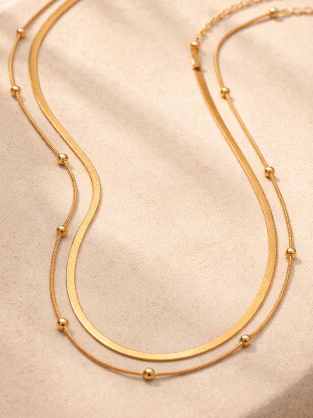 Demi Fine 18K Gold Plated Stainless steel Layered Snake Chain Necklace