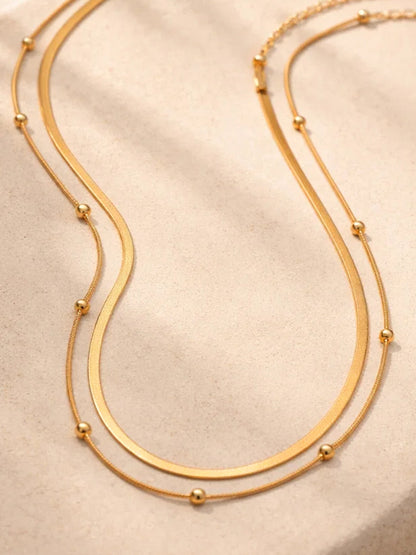 Demi Fine 18K Gold Plated Stainless steel Layered Snake Chain Necklace