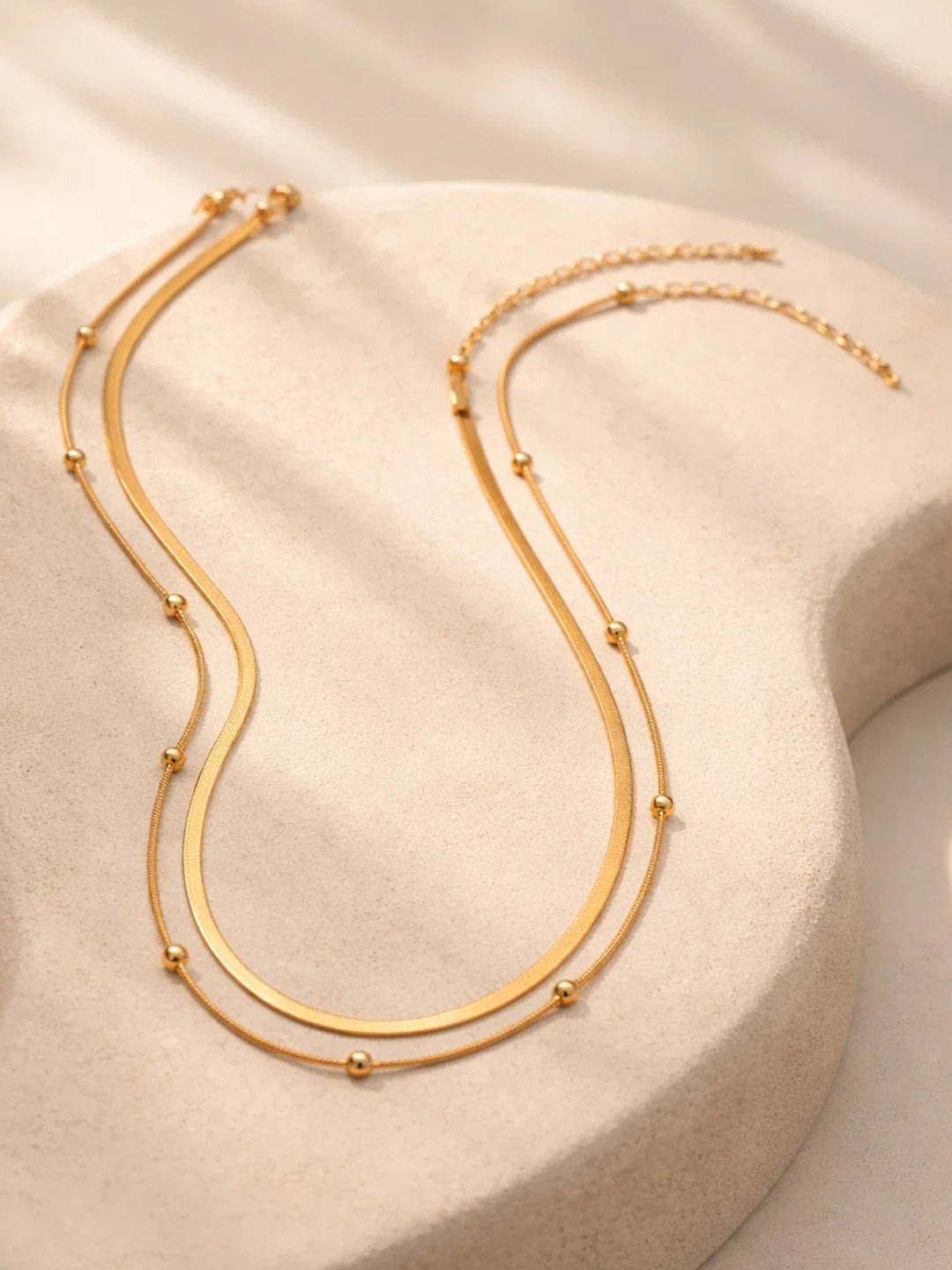 Demi Fine 18K Gold Plated Stainless steel Layered Snake Chain Necklace