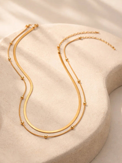Demi Fine 18K Gold Plated Stainless steel Layered Snake Chain Necklace