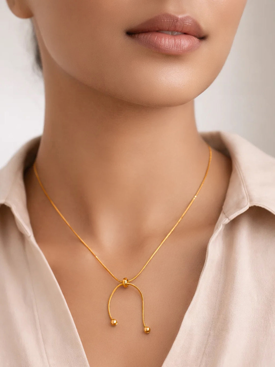 Demi Fine 18K Gold Plated Stainless steel Knot Style Drop Chain Necklace