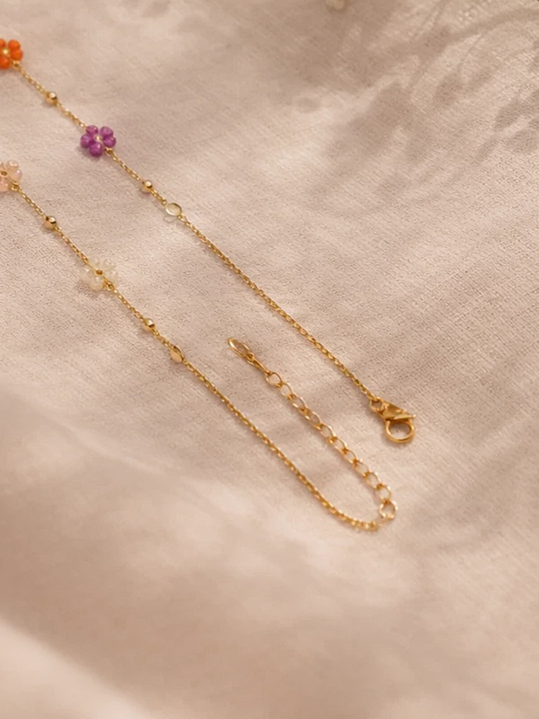 Demi Fine 18K Gold Plated Stainless steel Mini Multi-Floral Charm Necklace