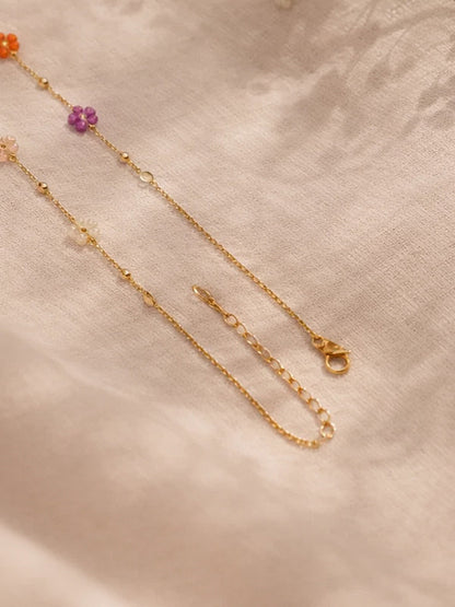 Demi Fine 18K Gold Plated Stainless steel Mini Multi-Floral Charm Necklace